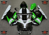White, Black and Green Shark Teeth Fairing Kit for a 2002, 2003, 2004, 2005 & 2006 Kawasaki Ninja ZX-12R motorcycle