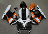 White, Black and Orange Shark Teeth Fairing Kit for a 2002, 2003, 2004, 2005 & 2006 Kawasaki Ninja ZX-12R motorcycle