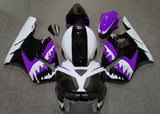 White, Black and Purple Shark Teeth Fairing Kit for a 2002, 2003, 2004, 2005 & 2006 Kawasaki Ninja ZX-12R motorcycle