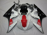 White, Black and Red Fairing Kit for a 2005 Yamaha YZF-R6 motorcycle
