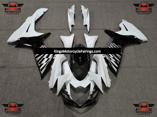 Suzuki GSXR600 (2011-2023) White, Black & Silver Checkered Fairings at KingsMotorcycleFairings.com