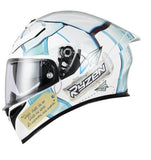 White & Blue Ryzen Motorcycle Helmet at KingsMotorcycleFairings.com