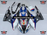 White, Blue, Black and Red #20 Fairing Kit for a 2009, 2010, 2011, 2012, 2013 and 2014 BMW S1000RR motorcycle