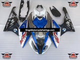 White, Blue, Black and Red Fairing Kit for a 2009, 2010, 2011, 2012, 2013 and 2014 BMW S1000RR motorcycle