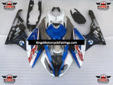 White, Blue, Black and Red Fairing Kit for a 2015 and 2016 BMW S1000RR motorcycle