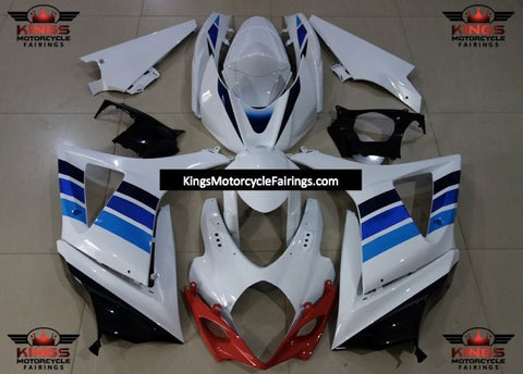 Suzuki GSXR1000 (2007-2008) White, Blue, Black & Red Fairings