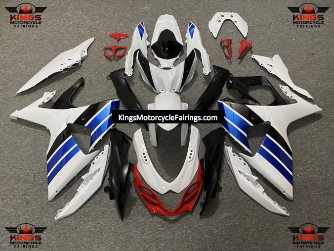Suzuki GSXR1000 (2009-2016) White, Blue, Black & Red Fairings
