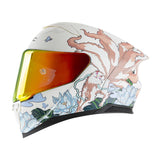 White, Blue & Pink Fox Motorcycle Helmet at KingsMotorcycleFairings.com