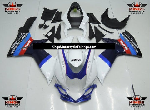 Suzuki GSXR750 (2011-2021) White, Blue, Red & Black Motul Fairings