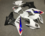 White, Blue, Red and Matte Black Fairing Kit for a 2015 and 2016 BMW S1000RR motorcycle