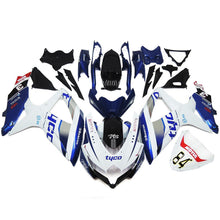 White, Blue and Black Tyco Fairing Kit for a 2008, 2009, & 2010 Suzuki GSX-R600 motorcycle