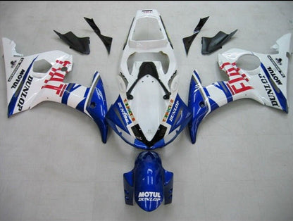 White, Blue and Red Fiat Fairing Kit for a 2005 Yamaha YZF-R6 motorcycle