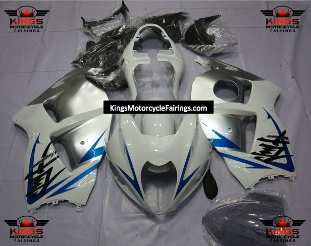 Suzuki Hayabusa Fairings (1999-2007) White, Blue, Silver from KingsMotorcycleFairings.com