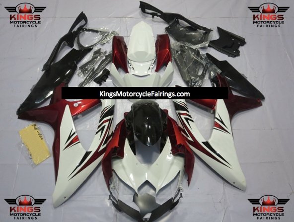 Suzuki GSXR750 (2008-2010) White, Candy Red & Black Fairings