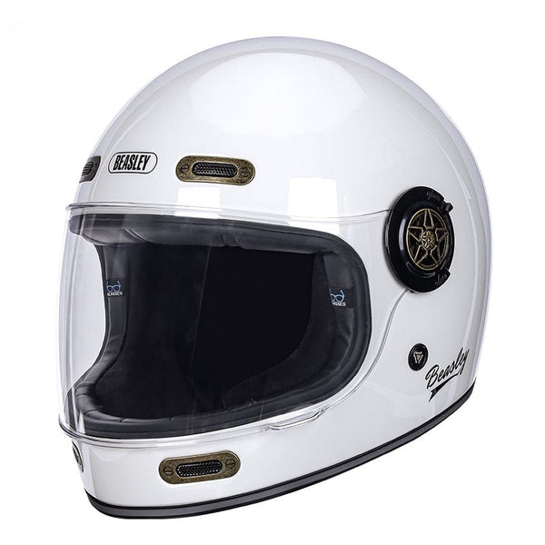 White & Gold Beasley Motorcycle Helmet from KingsMotorcycleFairings.com