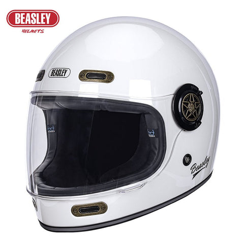 White & Gold Beasley Motorcycle Helmet from KingsMotorcycleFairings.com