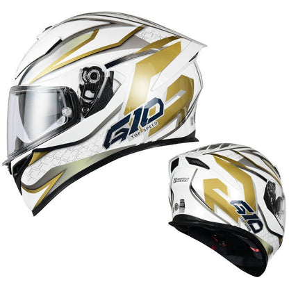 Motorcycle Helmet | White, Gold, Silver G10