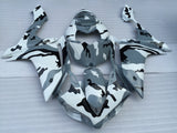 White, Gray and Black Snow Camouflage Fairing Kit for a 2007 & 2008 Yamaha YZF-R1 motorcycle