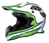 White, Green and Black Dirt Bike Motorcycle Helmet is brought to you by KingsMotorcycleFairings.com