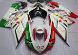 White, Red, Green, Black & Gold Accossato Fairing Kit for a 2007, 2008, 2009, 2010, 2011, 2012, 2013 & 2014 Ducati 848 motorcycle