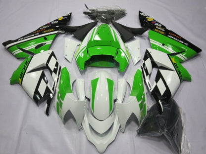 White and Green Fairing Kit for a 2004 & 2005 Kawasaki ZX-10R motorcycle