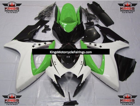 Suzuki GSXR750 (2006-2007) White, Green & Black Star Fairings