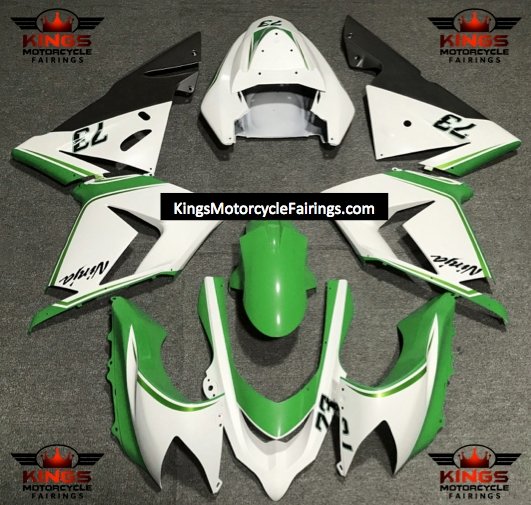 Fairing kit for a Kawasaki ZX10R (2004-2005) White, Green & Black