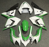 White, Green and Black Fairing Kit for a 2004 & 2005 Kawasaki ZX-10R motorcycle