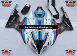 White, Light Blue, Black, Red and Blue Fairing Kit for a 2017 and 2018 BMW S1000RR motorcycle