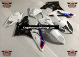 White, Matte Black, Red and Blue Fairing Kit for a 2009, 2010, 2011, 2012, 2013 and 2014 BMW S1000RR motorcycle