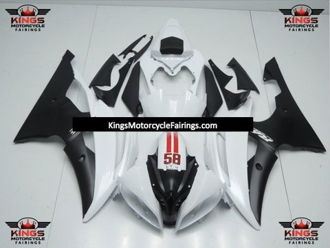 Yamaha YZF-R6 (2008-2016) White, Matte Black & Red 58 Fairings