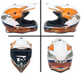 White, Orange & Black Dirt Bike Motorcycle Helmet at KingsMotorcycleFairings.com
