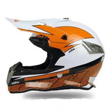 White, Orange & Black Dirt Bike Motorcycle Helmet at KingsMotorcycleFairings.com