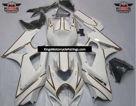 Suzuki GSXR1000 (2007-2008) White, Orange & Black Pinstripe Fairings