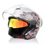 White & Pink Flower RO5 Motorcycle Helmet at KingsMotorcycleFairings.com