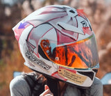 White & Pink Ryzen Motorcycle Helmet at KingsMotorcycleFairings.com