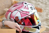 White & Pink Ryzen Motorcycle Helmet at KingsMotorcycleFairings.com