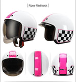 White, Pink and Black Checkered Retro Motorcycle Helmet is brought to you by KingsMotorcycleFairings.com