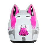 The White, Pink and Silver HNJ Full-Face Motorcycle Helmet with Cat Ears is brought to you by Kings Motorcycle Fairings