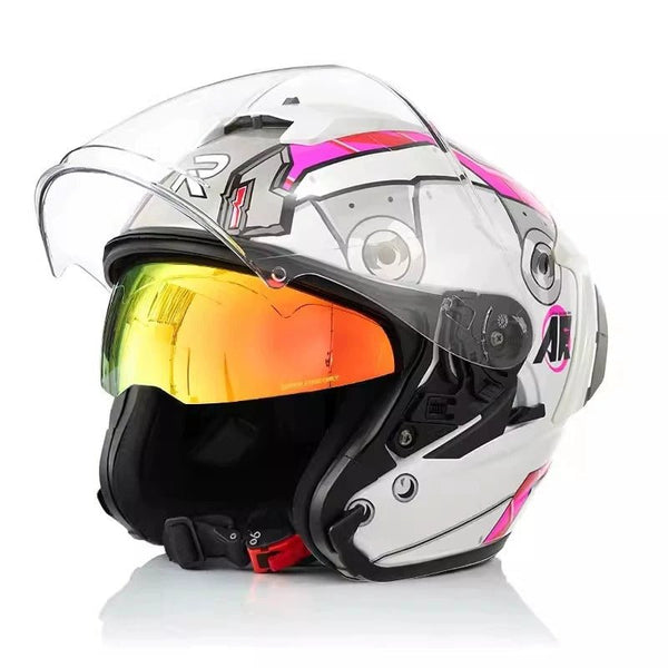 White, Pink & Silver RO5 Motorcycle Helmet at KingsMotorcycleFairings.com