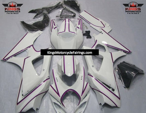 Suzuki GSXR1000 (2007-2008) White, Pink & Black Pinstripe Fairings