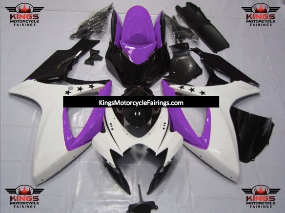 Suzuki GSXR750 (2006-2007) White, Purple & Black Star Fairings