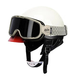 White & Red Retro Open Face 3/4 Beasley Motorcycle Helmet is brought to you by KingsMotorcycleFairings.com