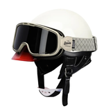 White & Red Retro Open Face 3/4 Beasley Motorcycle Helmet is brought to you by KingsMotorcycleFairings.com