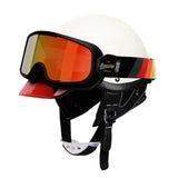 White & Red Retro Open Face 3/4 Beasley Motorcycle Helmet is brought to you by KingsMotorcycleFairings.com
