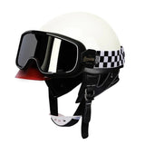 White & Red Retro Open Face 3/4 Beasley Motorcycle Helmet is brought to you by KingsMotorcycleFairings.com