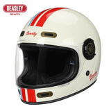 White, Red & Blue Striped Beasley Motorcycle Helmet from KingsMotorcycleFairings.com