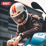 White, Red & Blue Striped Beasley Motorcycle Helmet from KingsMotorcycleFairings.com