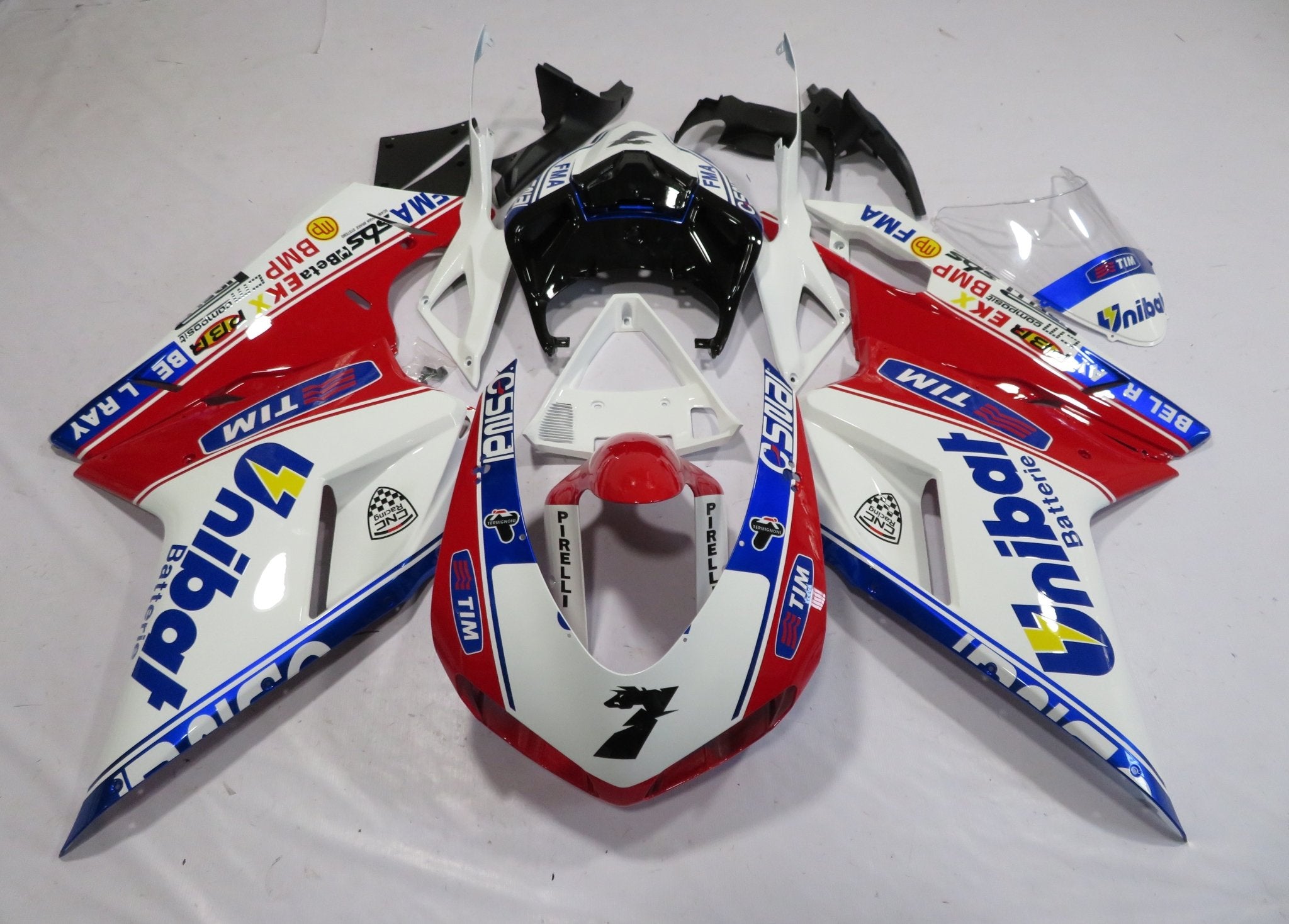 Ducati 1198 (2007-2012) White, Red, Blue Unibat Fairings