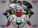 White, Red, Blue, Yellow and Black HP Fairing Kit for a 2017 and 2018 BMW S1000RR motorcycle